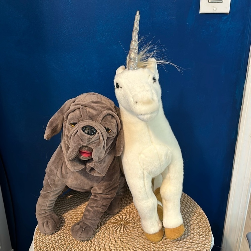 Wizarding World Harry Potter White Unicorn 17” & Hagrid’s Dog Fang 13” Plush
